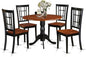 East West Furniture DLNI5-BCH-W 5 Piece Modern Dining Table Set Includes a Round Wooden Table with Dropleaf and 4 Dining Chairs, 42x42 Inch, Black & Cherry
