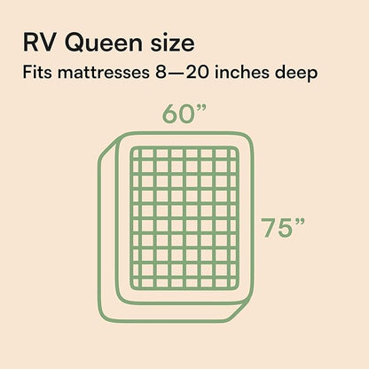 Ultra Soft Queen RV Size Mattress Topper - Viscose Made from Bamboo Pillow Top Mattress Pad for Back Pain Relief - Naturally Cooling for Hot Sleepers, Green