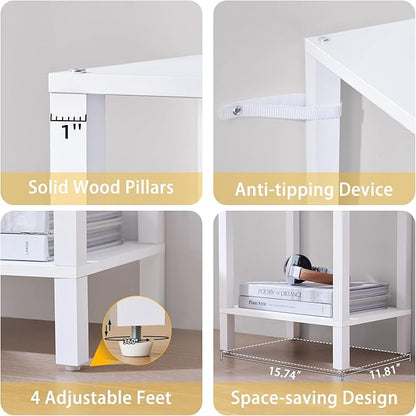 66in Tall Bookshelf 6-Tier Small Narrow Bookcase, Skinny Book Shelf for Small Space, Farmhouse Slim Shelf with Storage, Wood Freestanding Display Thin Bookshelves for Living Room, Office, White