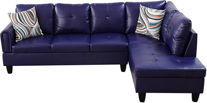 NicBex Sectional Couch 3 Pieces Sofa Set with Left Chaise Faux Leather L Shaped Cloud Couch for Living Room Furniture Sets with Storage Ottoman, Modular Sofa for Living Room & Apartment, Indigo