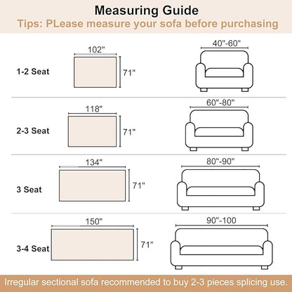 Boho Sofa Cover, Couch Covers for 3 Cushion Couch Sofa Pet Friendly, Sofa Cover Washable, Soft Chenille Living Room Couch Covers Slipcover, Pet Furniture Protecto(1# Khaki, 71" x 134")