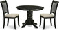 East West Furniture SHDA3-BLK-C 3 Piece Dining Table Set for Small Spaces Contains a Round Kitchen Table with Pedestal and 2 Linen Fabric Kitchen Dining Chairs, 42x42 Inch, Black