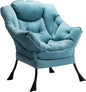 HollyHOME Fabric Large Lazy Chair, Accent Reading Chair, Cozy Lounge Chair with Armrest, Leisure Sofa Chair for Living Room, Bedroom, Dorm, Blue
