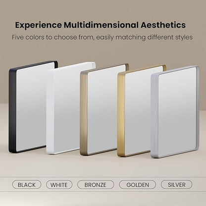 Bronze Bathroom Mirror 72x36 Inch, Brushed Bronze Metal Frame Mirror for Wall, Rounded Rectangle Bathroom Vanity Mirror with Tempered Glass, Anti-Rust, Horizontal/Vertical