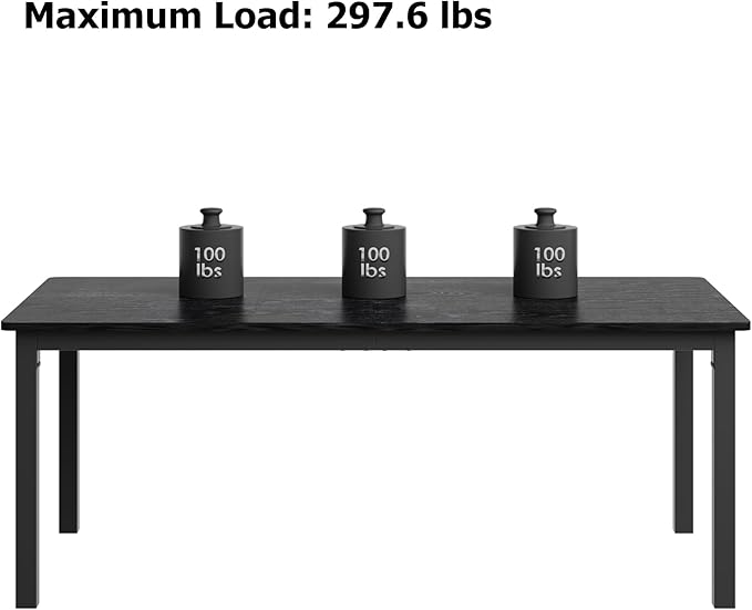 GarveeHome 78.7in Industrial Dining Table for 6, Wooden Long Dinner Table with Mortise Tenon Design, Kitchen Table with Sturdy Metal Legs, for Dining Room Home Office Living Room, Black