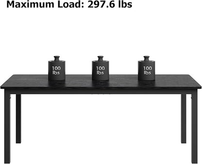 GarveeHome 78.7in Industrial Dining Table for 6, Wooden Long Dinner Table with Mortise Tenon Design, Kitchen Table with Sturdy Metal Legs, for Dining Room Home Office Living Room, Black
