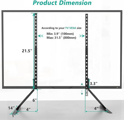 WALI Universal TV Stand 55 inch TV, TV Stand Mount for 22-65 Inch LCD Flat Screen TVs, Table Top TV Stands Holds up to 110lbs Mounting Holes up to 800 by 500mm (TVS001), Black
