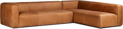 POLY & BARK Piazza Reversible Corner Sectional 125" Sofa in Bourbon Tan