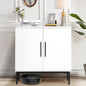 KFO Storage Cabinet with Doors, White Accent Cabinet, Modern Free Standing Cabinet, Sideboard with Metal Base for Bedroom, Living Room, Kitchen and Office