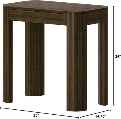 Plank+Beam Modern Rounded Rectangular Side Table, Solid Wood End Table for Living Room, 25in, Walnut