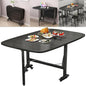 Multifunction Table Drop Leaf Dining Table - 47" Wooden Foldable Kitchen Table with 6 Wheels (Black)