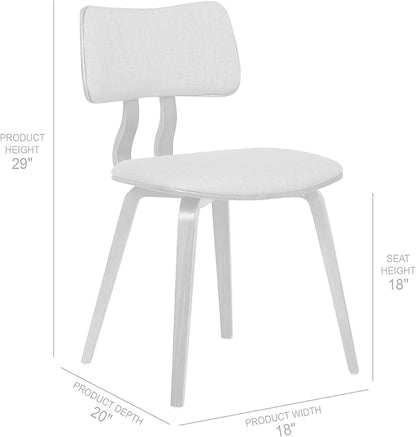 Armen Living Jaguar Mid-Century Dining Chair in Walnut Wood and Green Fabric - Set of 4