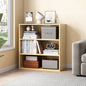 Basic Open Shelf Bookcase - 3-Tier Wooden Cube Storage Shelves Split Bookshelf, Oak