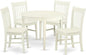 East West Furniture BONO5-LWH-W 5 Piece Dining Set Includes a Round Dinner Table and 4 Kitchen Dining Chairs, 42x42 Inch, Linen White