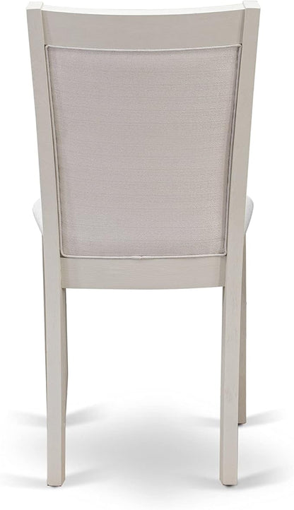 East West Furniture X027MZ001-7 7 Piece Modern Dining Table Set Consist of a Rectangle Wooden Table with X-Legs and 6 Cream Linen Fabric Parson Dining Chairs, 40x72 Inch, Multi-Color