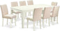 East West Furniture LGAB9-LWH-02 9 Piece Dining Table Set Includes a Rectangle Dining Room Table with Butterfly Leaf and 8 Light Beige Linen Fabric Parsons Chairs, 42x84 Inch, Linen White