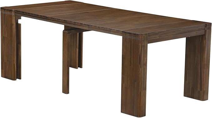 X07FO-B08-18 - 9 Pieces Dining Set Includes an Extendable Rectangle Kitchen Table, 7 Dining Chairs and 1 Modern Bench, 39x120 Inch, Antique Walnut