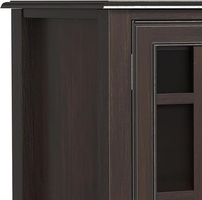 SIMPLIHOME Connaught SOLID WOOD 60 inch Wide Traditional Wide Storage Cabinet Buffet in Chestnut Brown for the Living Room, Entryway and Family Room