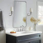ANDY STAR Chrome Bathroom Mirror, 24”x40” Polished Nickel Rounded Corner Rectangle Mirror, Modern Metal Frame Bathroom Vanity Mirror