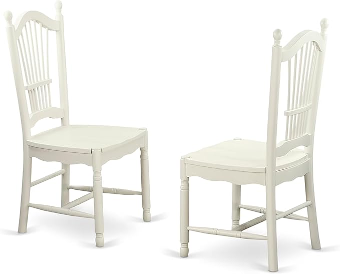 East West Furniture DOVE5-LWH-W 5 Piece Dining Set Includes a Rectangle Dining Room Table with Butterfly Leaf and 4 Wood Seat Chairs, 42x78 Inch, Linen White