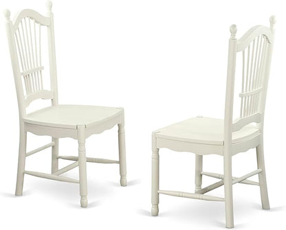 East West Furniture DOVE5-LWH-W 5 Piece Dining Set Includes a Rectangle Dining Room Table with Butterfly Leaf and 4 Wood Seat Chairs, 42x78 Inch, Linen White