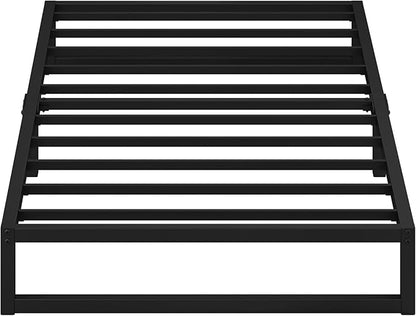 EMODA 7 Inch Twin XL Bed Frames No Box Spring Needed, Heavy Duty XL Twin Metal Platform Bed Frame, Noise Free, Easy Assembly, Black