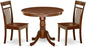 East West Furniture ANCA3-MAH-W 3 Piece Dining Table Set for Small Spaces Contains a Round Kitchen Table with Pedestal and 2 Dining Room Chairs, 36x36 Inch, Mahogany