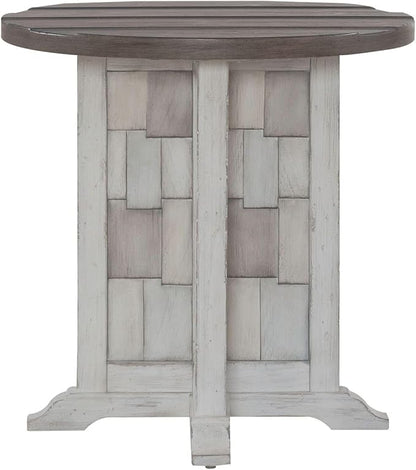 Liberty Furniture River Place Living Room Round Chairside Table - Riverstone White & Tobacco