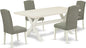 East West Furniture X027EN206-5 5 Piece Dining Table Set for 4 Includes a Rectangle Kitchen Table with X-Legs and 4 Dark Shitake Linen Fabric Parsons Dining Chairs, 40x72 Inch, Multi-Color