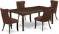 East West Furniture DODA5-MAH-26 5 Piece Dinette Set Consists of a Rectangle Dining Table with Butterfly Leaf and 4 Polyester Fabric Parson Chairs, 42x78 Inch, Mahogany