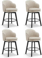 Counter Height Barstools 26 inch Upholstered Swivel Bar Stools with Back and Wood Legs for Kitchen Island,Set of 4,Beige PU Leather