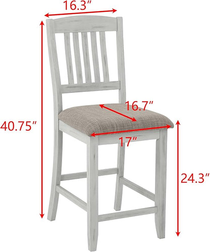 Ball & Cast 5 Pieces Dining Table Set with 4 Chairs and 42" Round Drop Leaf Dining Table,Kitchen Table and Chairs for 4 W/Trestle Table Base,for Small Space,Apartment,Dining Room,Brown White