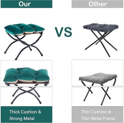 LITA Lazy Chair With Ottoman, Modern Accent Leisure Upholstered Sofa, Contemporary Lounge Reading With Armrests and Side Pocket for Living Room, Bedroom & Small Space, Dark Green