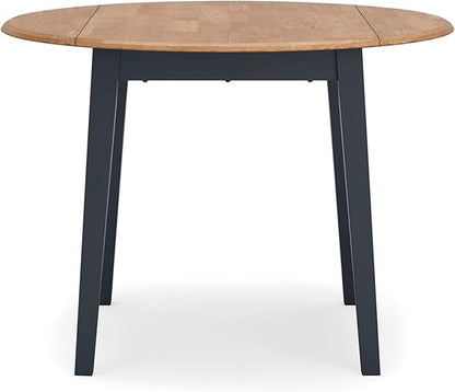 Signature Design by Ashley Gesthaven Modern Dining Drop Leaf Table with 4 Legs, Light Brown & Blue