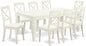 East West Furniture LGBO9-LWH-LC 9 Piece Kitchen Table Set Includes a Rectangle Dining Table with Butterfly Leaf and 8 Faux Leather Dining Room Chairs, 42x84 Inch, Linen White