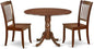East West Furniture DLDA3-MAH-W 3 Piece Kitchen Table Set for Small Spaces Contains a Round Dining Table with Dropleaf and 2 Dining Room Chairs, 42x42 Inch, Mahogany