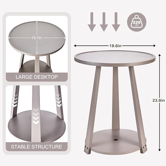 Uniclinens Wooden Small Round End Table, Narrow/Little Coffee/Sofa/Couch SideTable for Living Room Bedroom, Solid Wood Bedside Nightstand, Gray