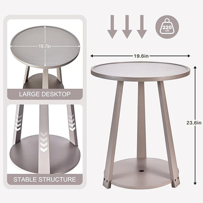 Uniclinens Wooden Small Round End Table, Narrow/Little Coffee/Sofa/Couch SideTable for Living Room Bedroom, Solid Wood Bedside Nightstand, Gray