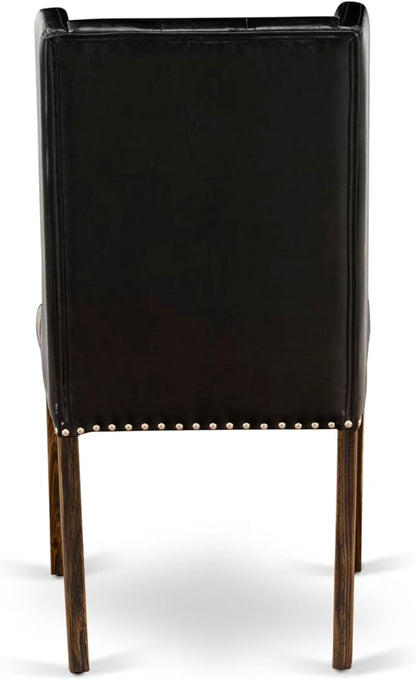 East West Furniture V797FO749-5 5 Piece Dining Room Furniture Set Includes a Rectangle Dining Table with V-Legs and 4 Black Faux Leather Upholstered Chairs, 40x72 Inch, Multi-Color
