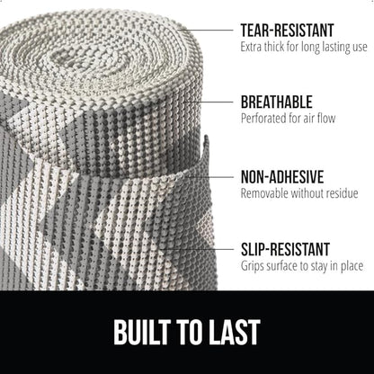 GORILLA GRIP powerGRIP Drawer Shelf and Cabinet Liner, Thick Strong Hold, Non-Adhesive Liners Protect Kitchen Cabinets and Cupboard, Bathroom Drawers, Easy Install, Breathable Mat, 17.5"x20', Chevron