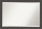 Amanti Art Silver Bathroom Mirror for Over Sink, 28x40 Blaine Light Pewter Narrow Rectangle Vanity Mirror, Large Modern Contemporary Frame, Hangs Horizonally and Vertically, Bathroom Wall Decor