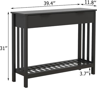 TaoHFE Black Entryway Table with Drawer Modern Wood Narrow Console Table with Storage Hallway Table Sofa Tables for Living Room,Entrance Tables for Front Door Corridor, Office, Black