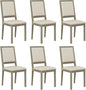 COLAMY Wood Dining Chairs Set of 6, Mid Century Modern Upholstered Kitchen Chairs,19 Inch Fabric Dining Chair with Back for Kitchen Dining Room,Grey