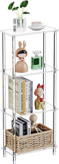 Clear Acrylic Narrow Side Table for Small Spaces, 15.75" L x 7.87" W x 38.7" H, 4 Tier Rectangle Slim End Table Nightstand, Small Mini Skinny Bedside Table for Bedroom, Bathroom, Living Room