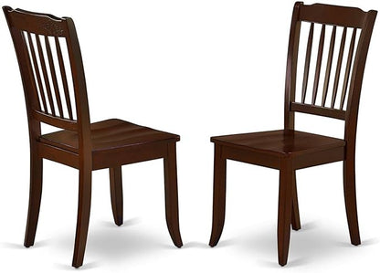 East West Furniture DLDA5-MAH-W 5 Piece Dining Set Includes a Round Dining Room Table with Dropleaf and 4 Wood Seat Chairs, 42x42 Inch, Mahogany