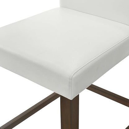 CHITA Counter Height Bar Stools Set of 2, 27" H Seat Height Upholstered Barstools, PU Leather in White