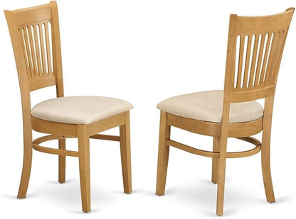 East West Furniture DLVA3-OAK-C 3 Piece Dining Set Contains a Round Dining Room Table with Dropleaf and 2 Linen Fabric Upholstered Chairs, 42x42 Inch, Oak
