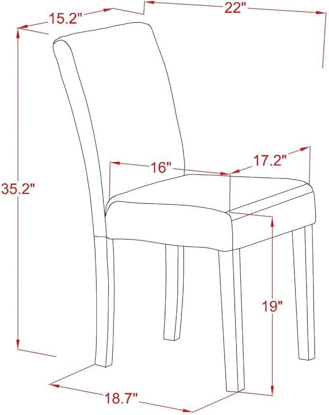 East West Furniture DLAB3-MAH-72 3 Piece Kitchen Table Set Contains a Round Dining Table with Dropleaf and 2 Firebrick Red Faux Leather Upholstered Chairs, 42x42 Inch, Mahogany