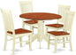 East West Furniture DLWE5-BMK-W 5 Piece Dinette Set for 4 Includes a Round Dining Table with Dropleaf and 4 Dining Room Chairs, 42x42 Inch, Buttermilk & Cherry