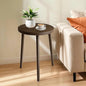 Walnut Side Table, Round End Table, Solid Rubberwood Small Accent Table, Drink Table with 3 Legs for Living Room, Bedroom, Balcony, and Small Spaces